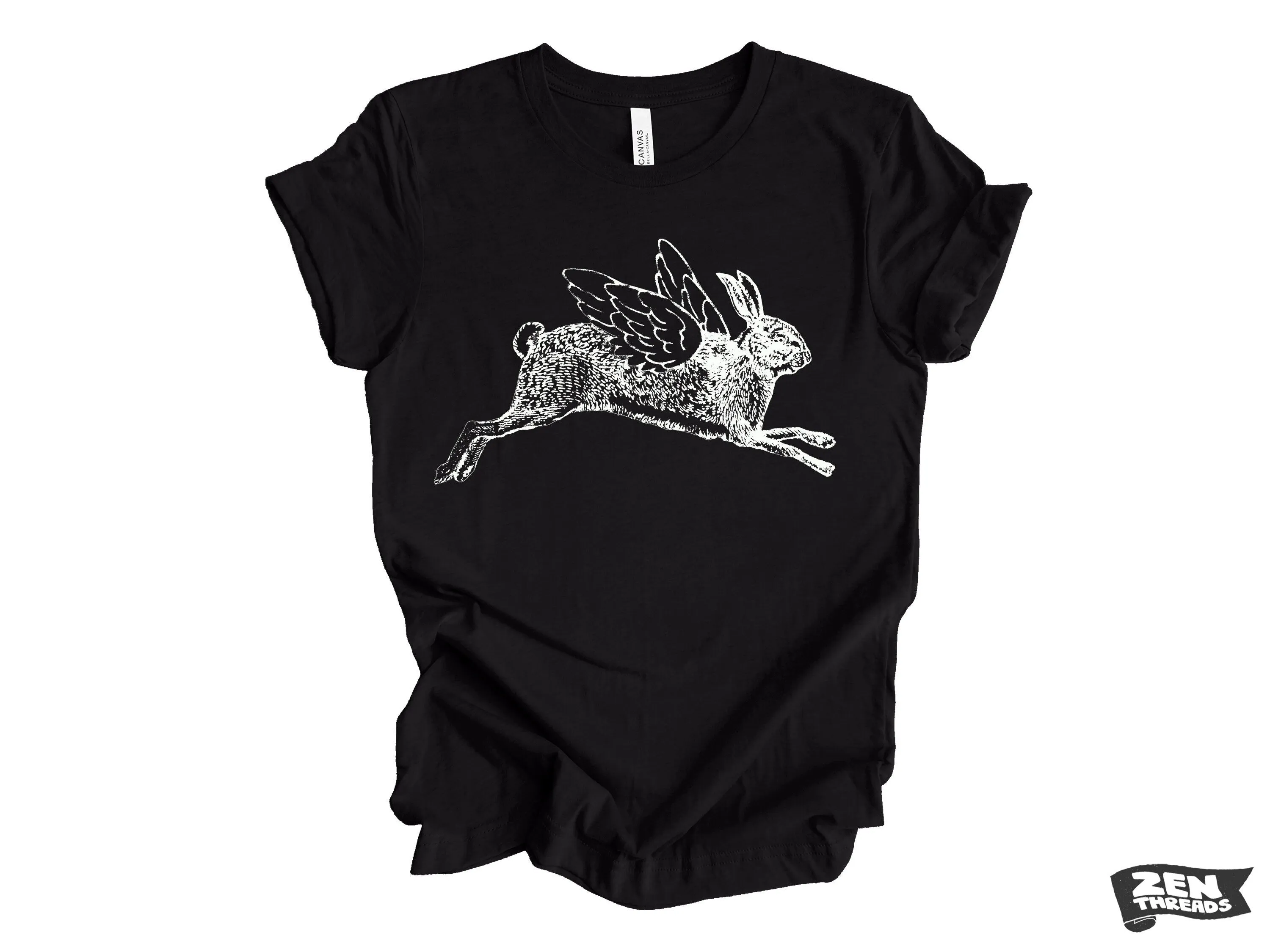 Flying Rabbit | Custom Color Printed T-Shirt | Unisex Bella Canvas Tee