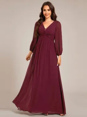 Graceful Chiffon A-Line Pleated Long Sleeves Formal Evening Dress