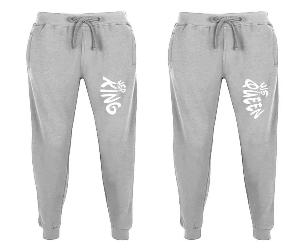 Her King His Queen Couple Matching Jogger Pants,  Couple Designed Sweatpants