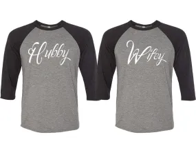 Hubby Wifey Couple Matching 3/4 Sleeve Baseball Shirts