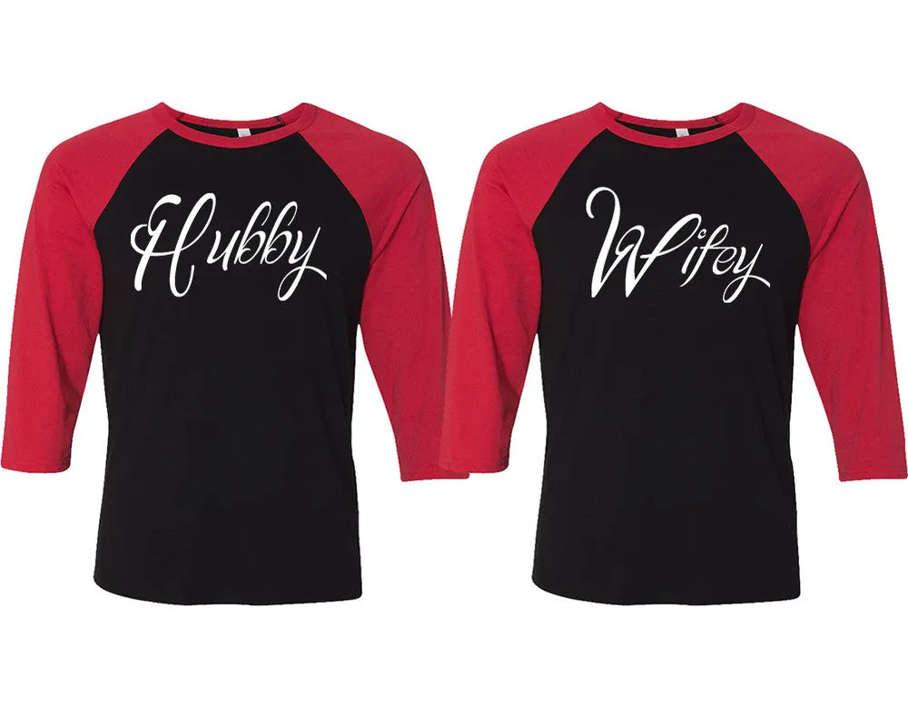 Hubby Wifey Couple Matching 3/4 Sleeve Baseball Shirts