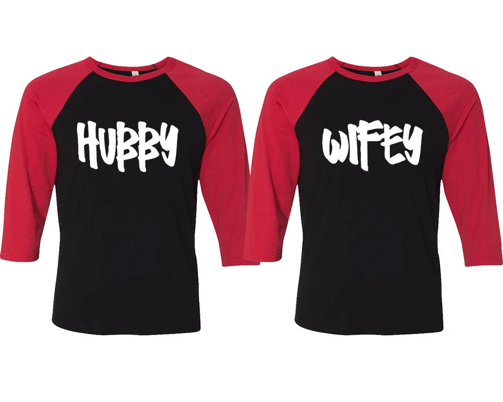 Hubby Wifey Couple Matching Baseball T Shirts