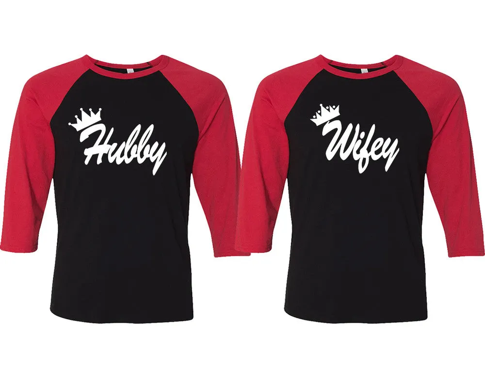 Hubby Wifey Couple Matching Baseball T Shirts