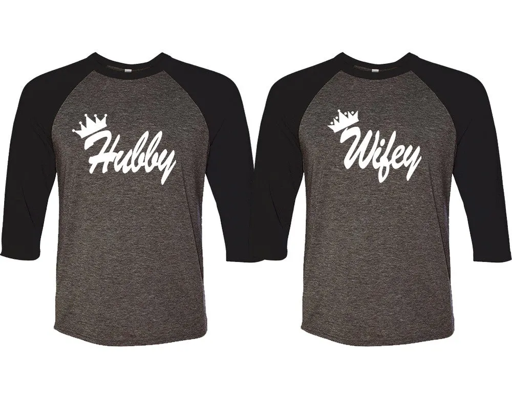 Hubby Wifey Couple Matching Baseball T Shirts