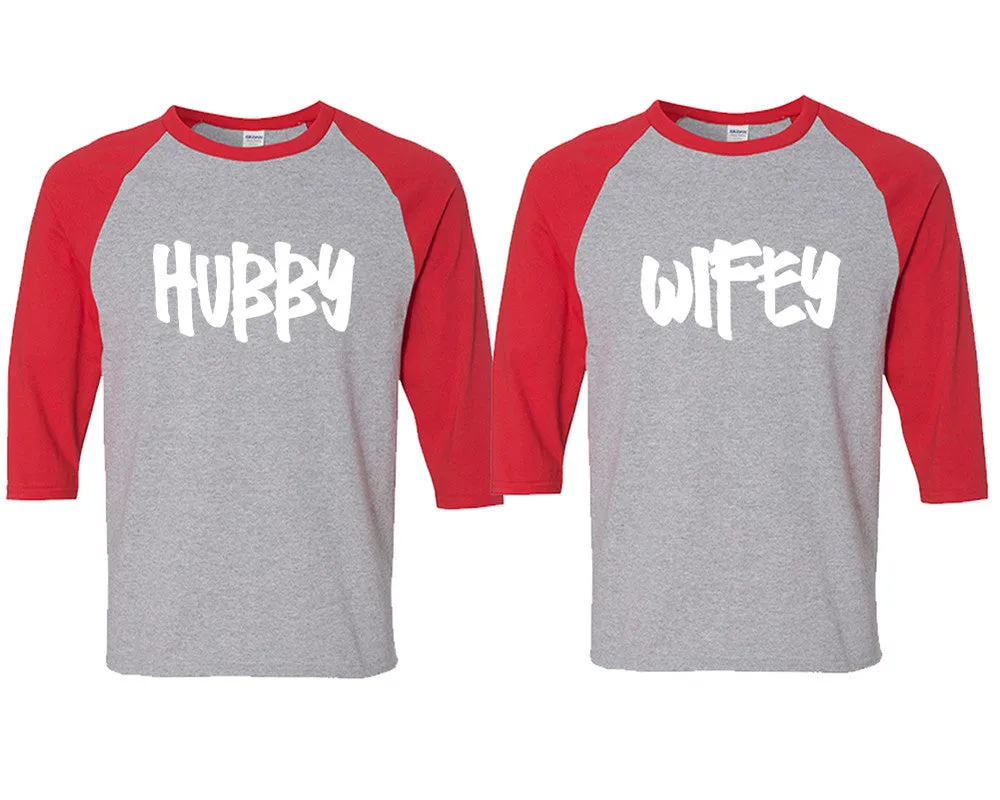 Hubby Wifey Couple Matching Baseball T Shirts