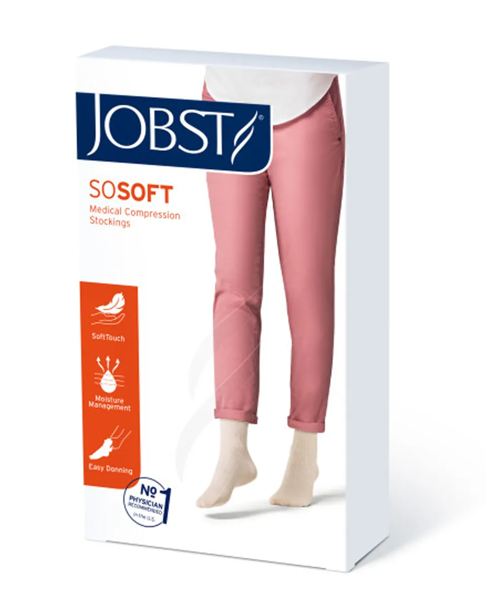 Jobst soSoft Women's Knee High Closed Toe Ribbed Pattern Support Socks 20-30 mmHg