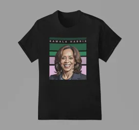 Kamala Harris Shirt - Retro Line Pink and Green Edition