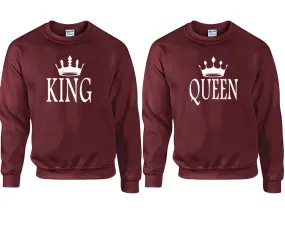 King Queen Couple Matching Crew Neck Sweaters