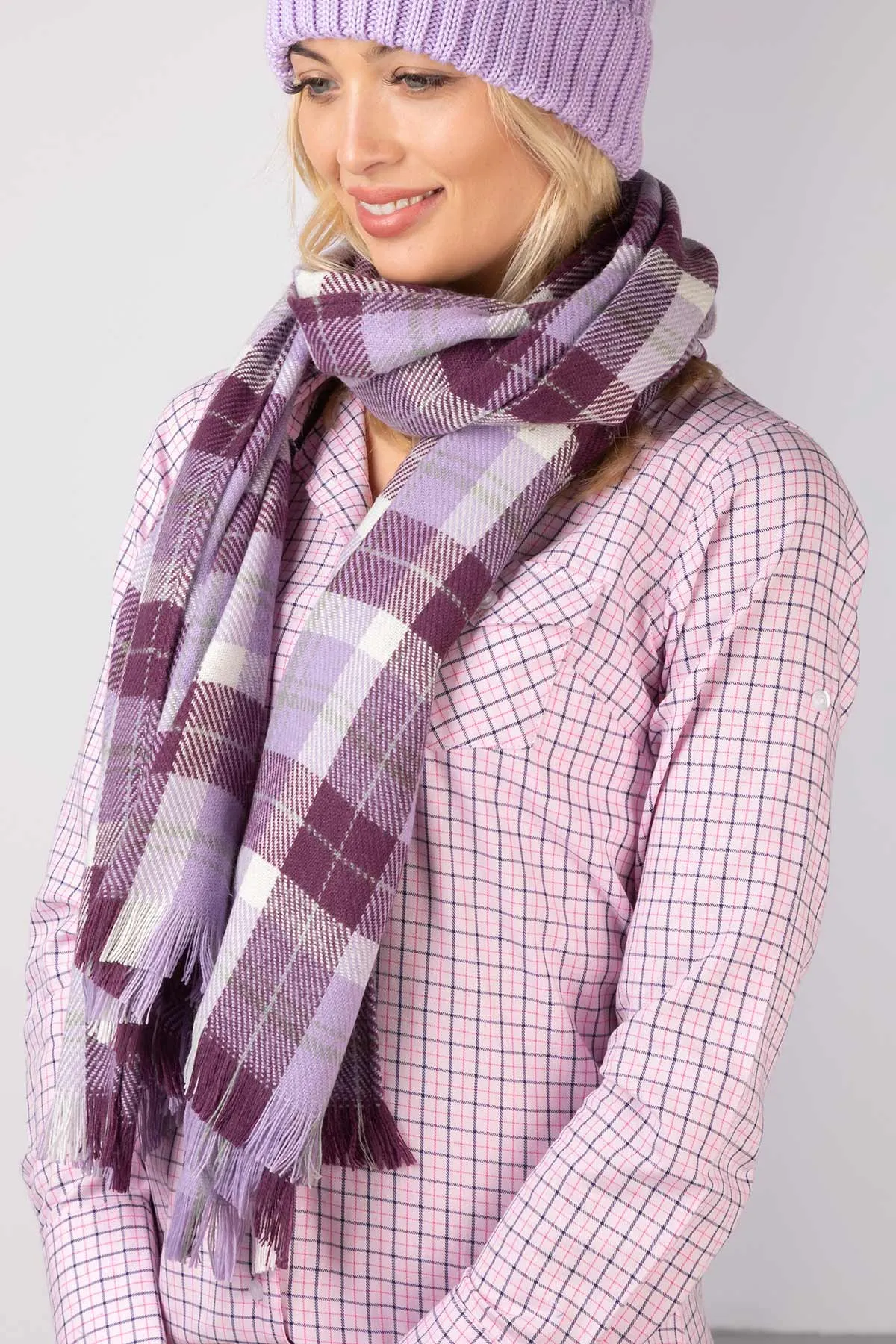 Ladies Checked Scarf - Polly