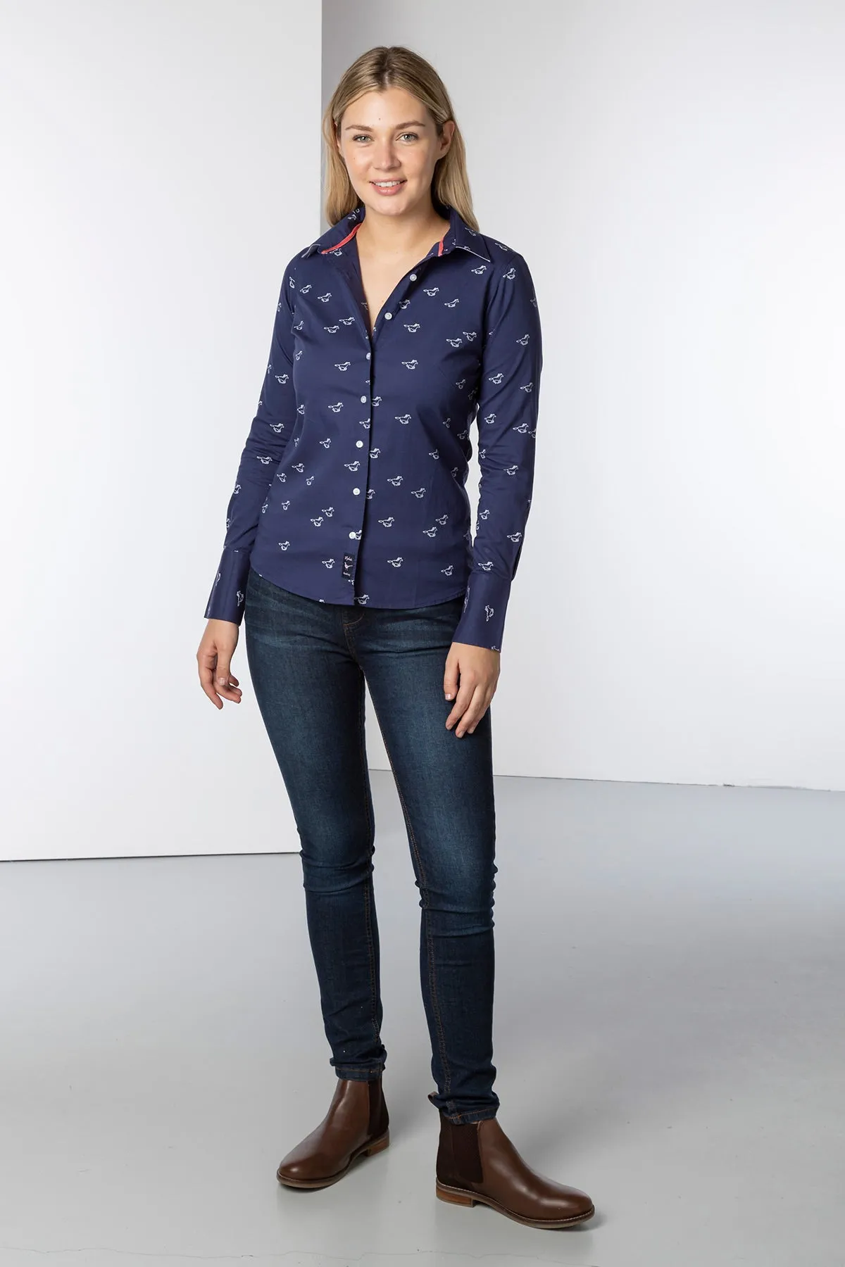 Ladies Oxford Cotton Printed Shirt - Audrey