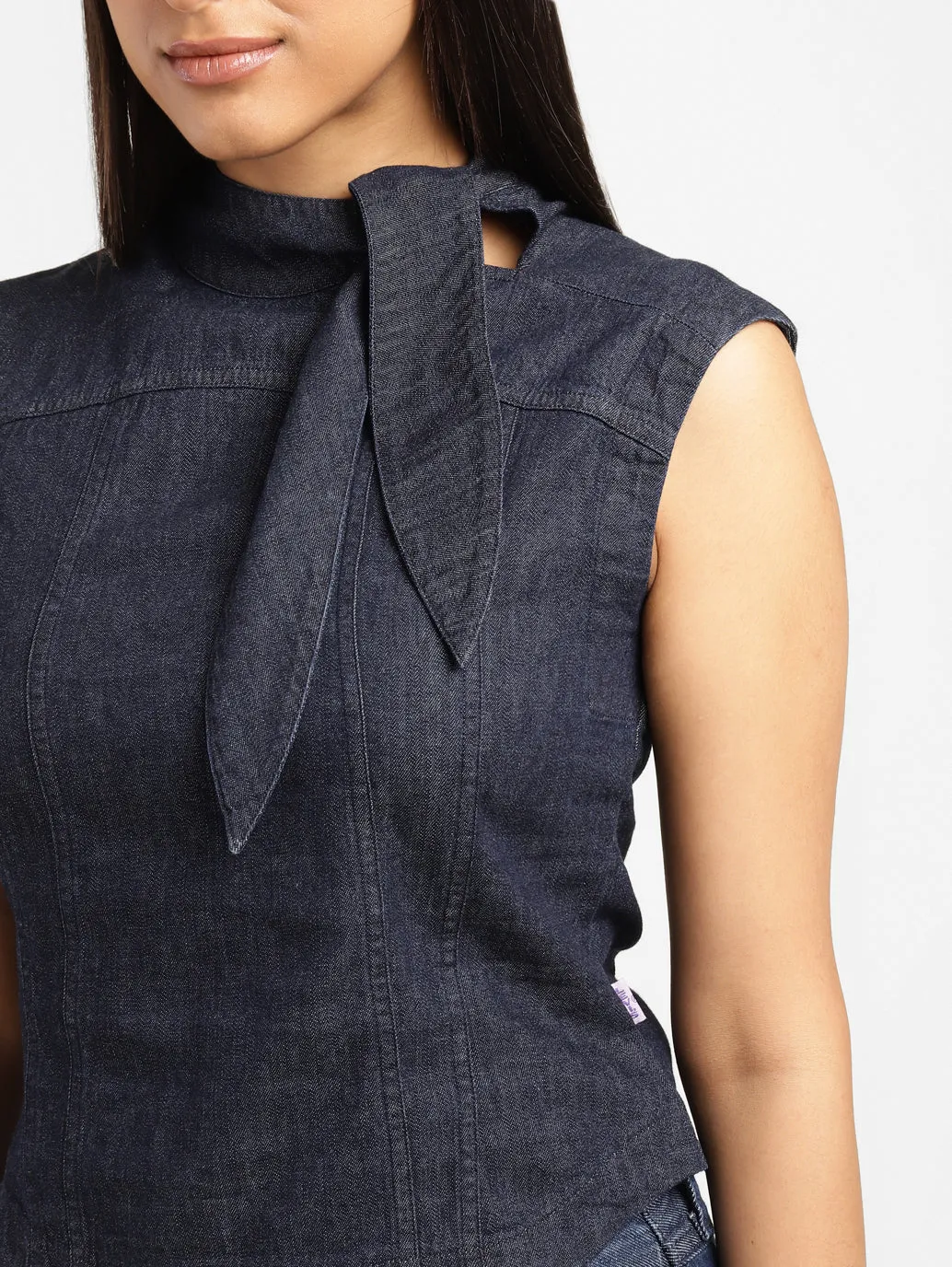 Levi's x Deepika Padukone Solid Navy Band Neck Tops