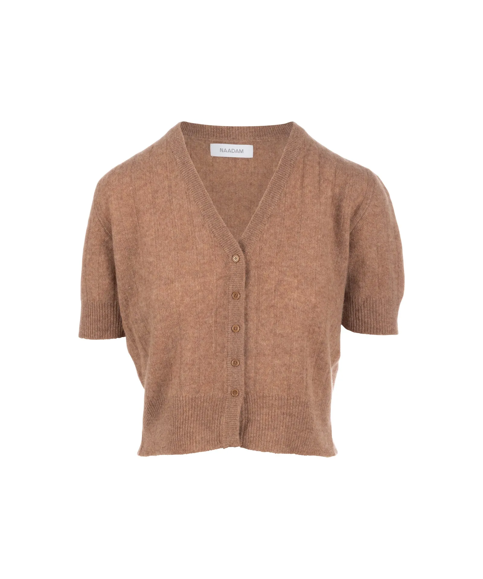 Lightweight Cashmere Short Sleeve Ribbed Cardigan