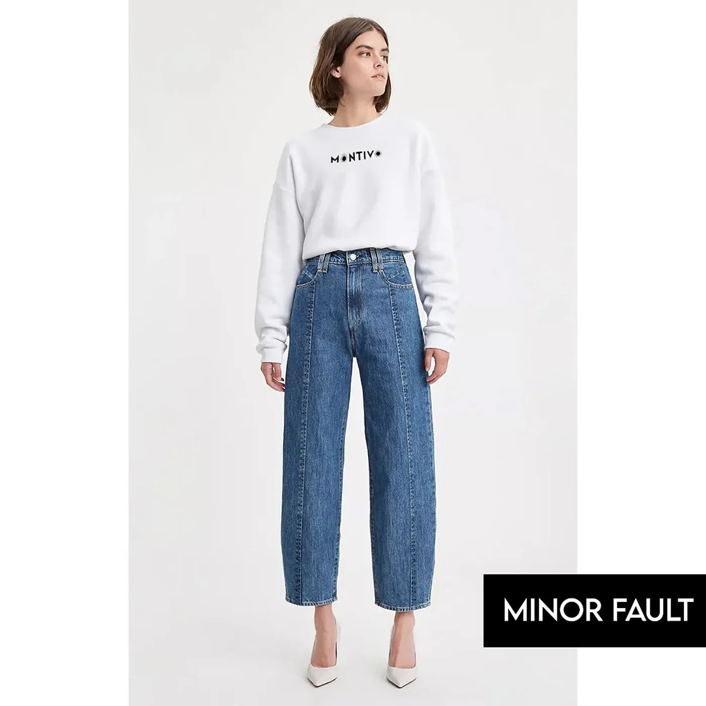 (Minor Fault) Blue High Rise Ballon Fit Jeans