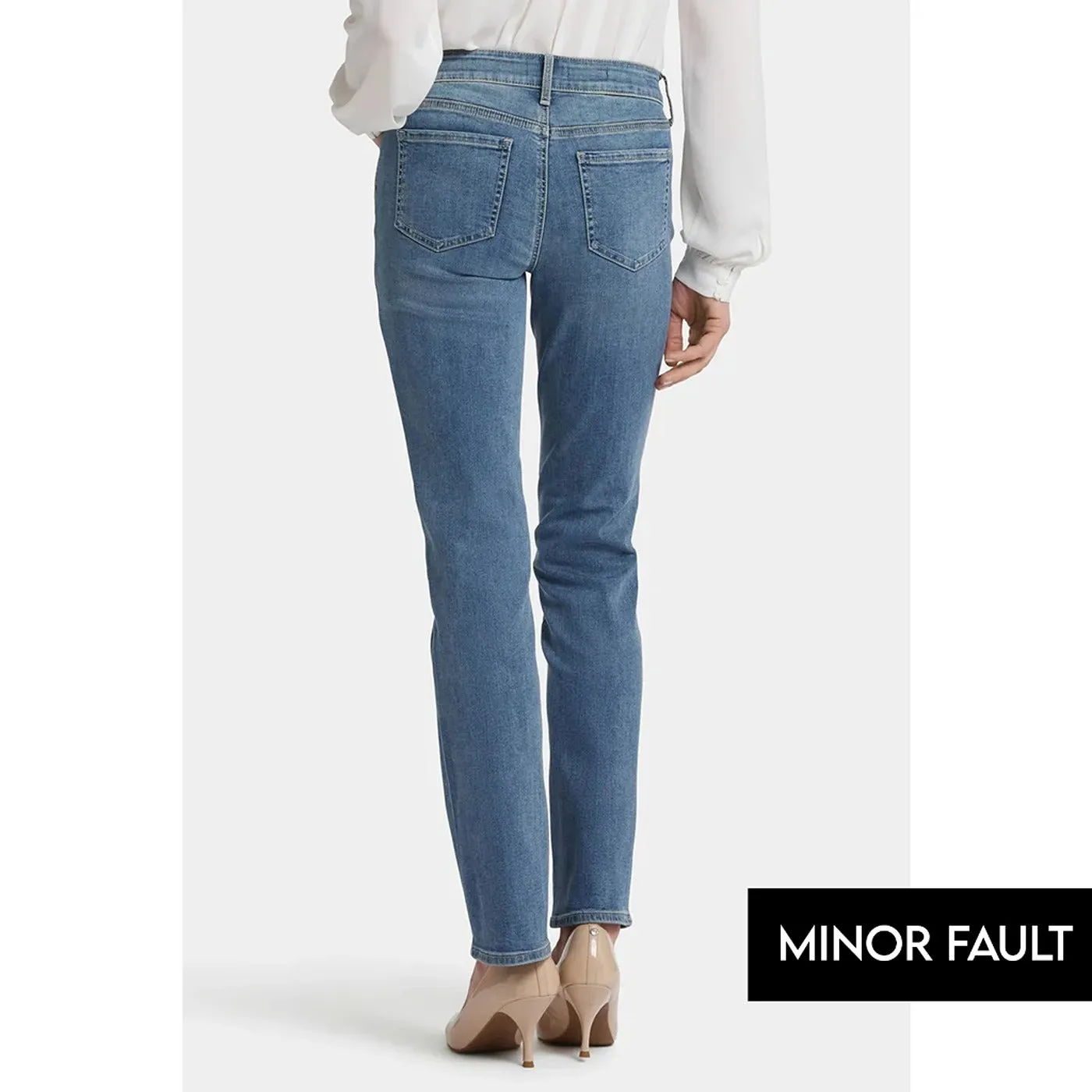 (Minor Fault) Mid Rise Blue Straight Jeans