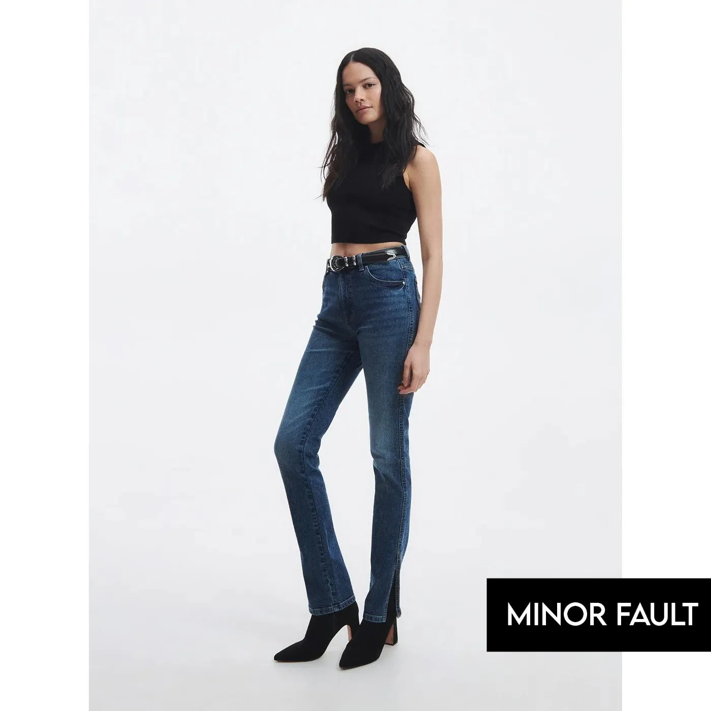 (Minor Fault) Slim Mini Flare Split Hem Jeans