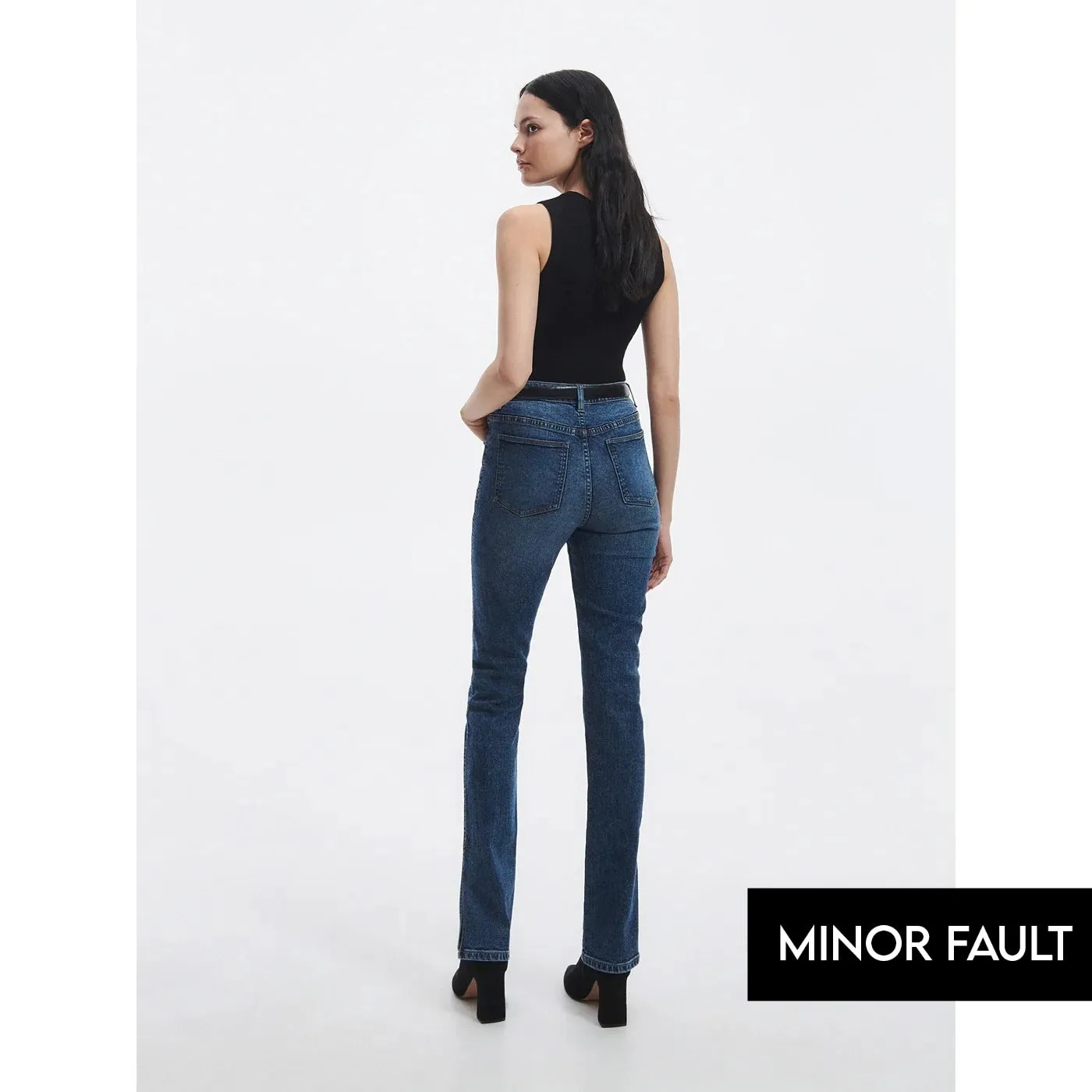 (Minor Fault) Slim Mini Flare Split Hem Jeans