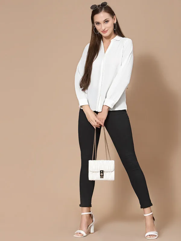 Odour Free Spread Collar Long Sleeves Formal Shirt For Women