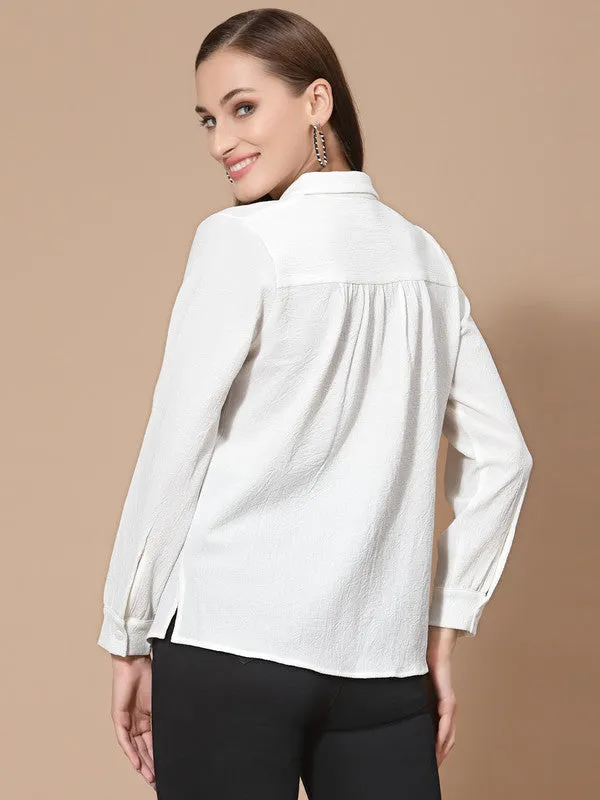 Odour Free Spread Collar Long Sleeves Formal Shirt For Women