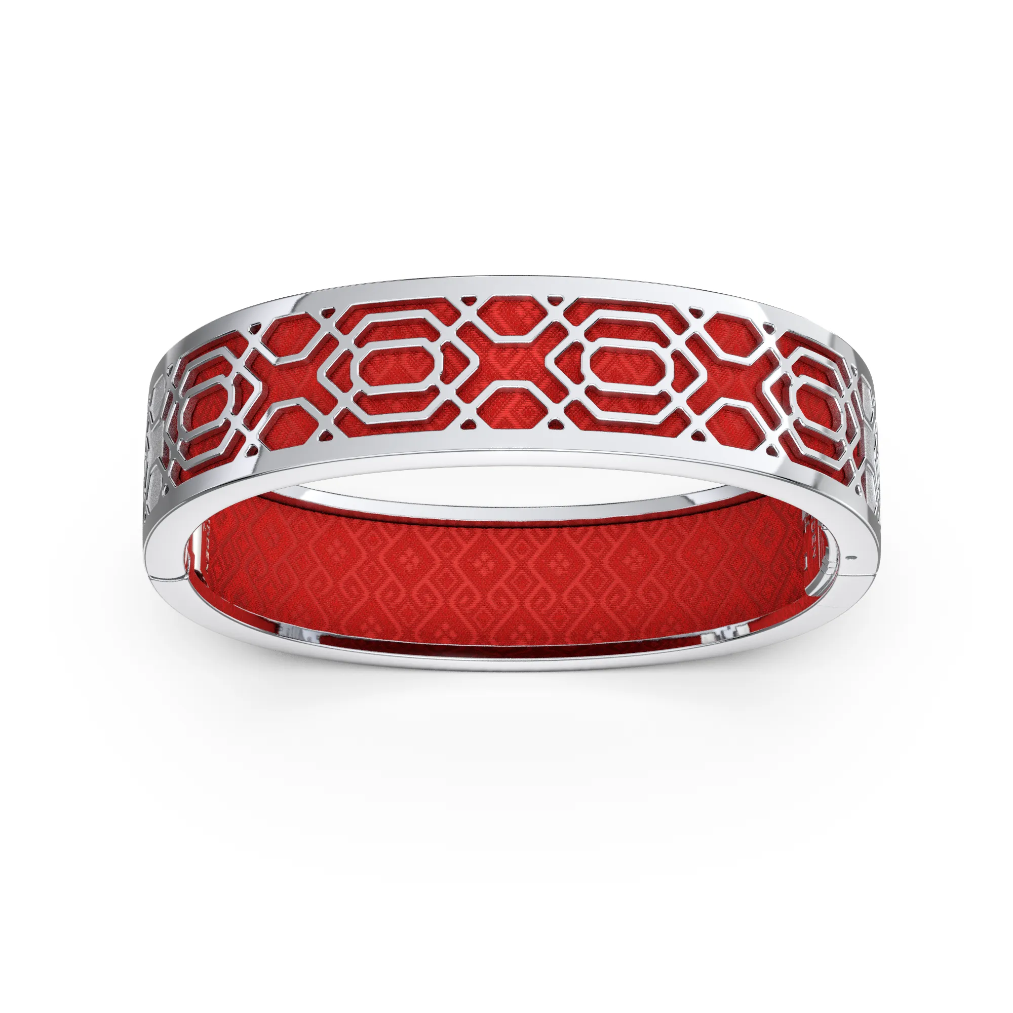 Peranakan Grace Bangle - Dragon Red - Sterling Silver