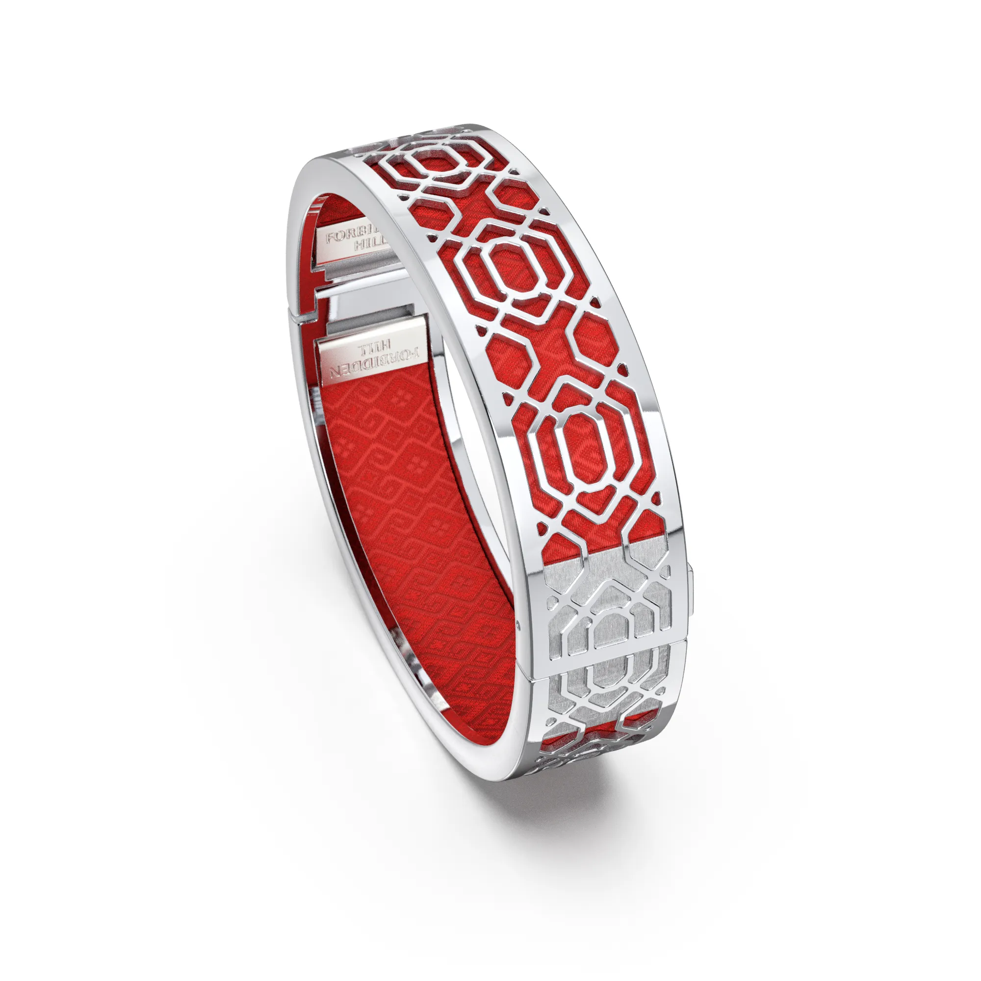 Peranakan Grace Bangle - Dragon Red - Sterling Silver