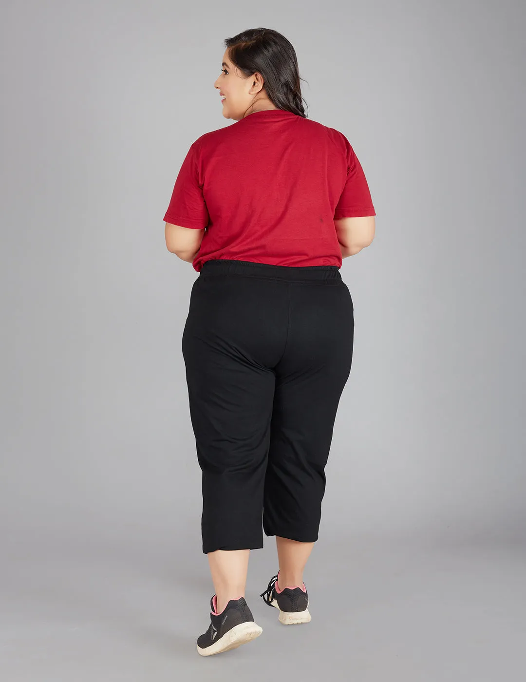 Plus Size Capris For Women - Cotton Capri Pants - Black