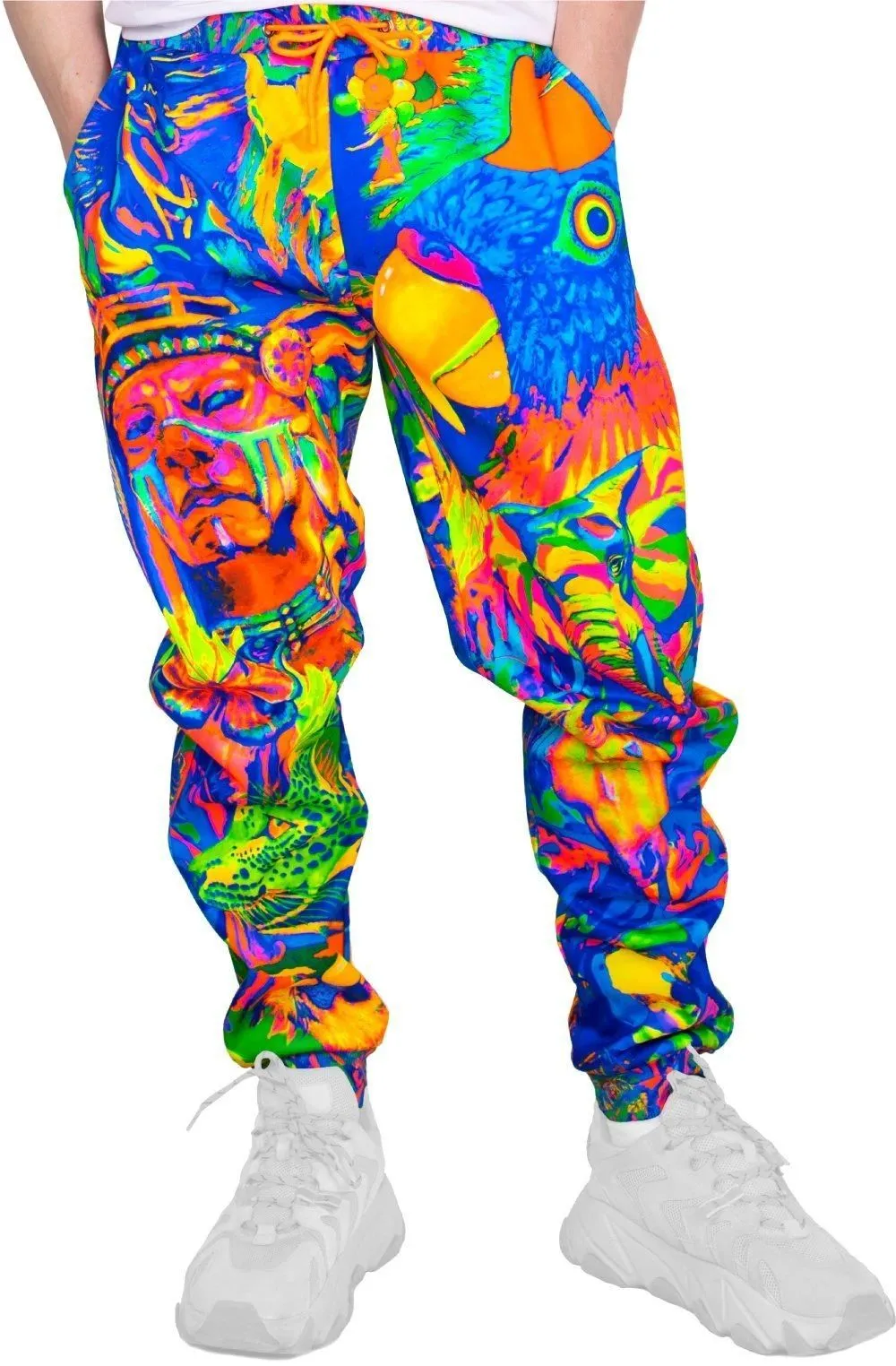 Print Sweatpants Neon Ultraviolet Fluorescent Leopard Africa