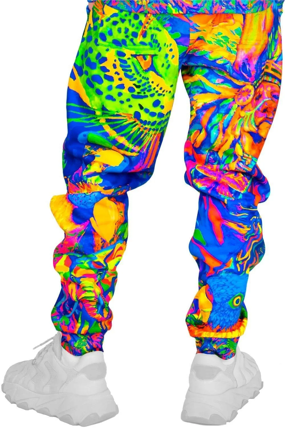 Print Sweatpants Neon Ultraviolet Fluorescent Leopard Africa