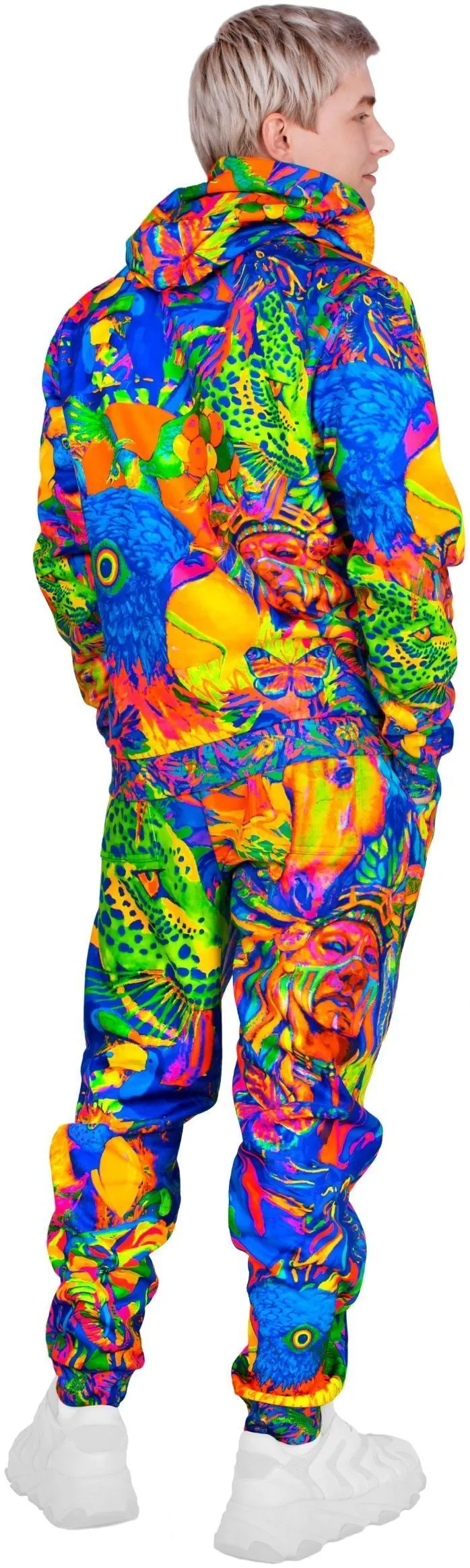 Print Sweatpants Neon Ultraviolet Fluorescent Leopard Africa