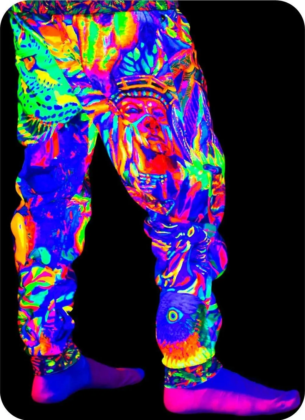 Print Sweatpants Neon Ultraviolet Fluorescent Leopard Africa