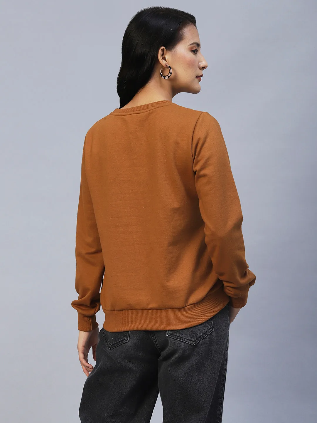 Printed Round Neck Fleece Sweatshirt