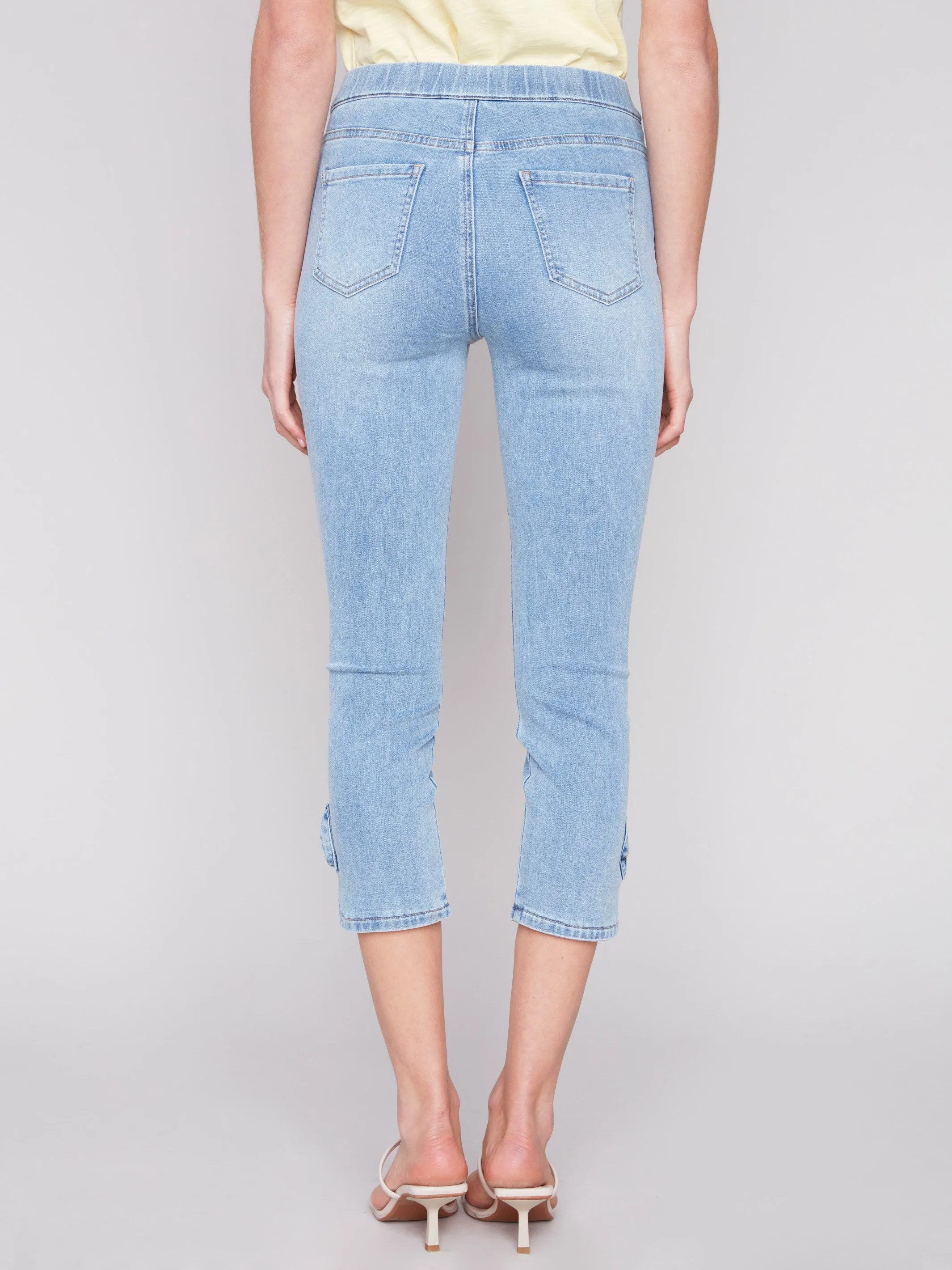 Pull-On Jeans with Bow Detail - Light Blue