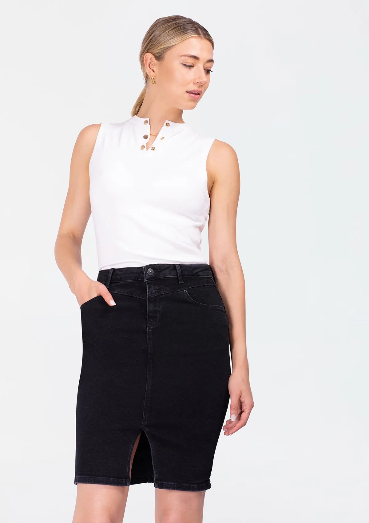 Rosaleen Black Denim Skirt