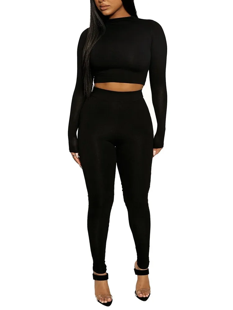 Two Piece Set Crop Top & Pant Casual Tracksuit