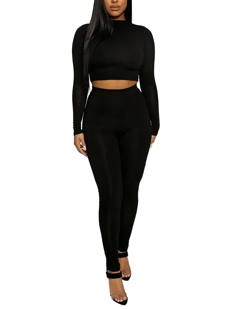 Two Piece Set Crop Top & Pant Casual Tracksuit