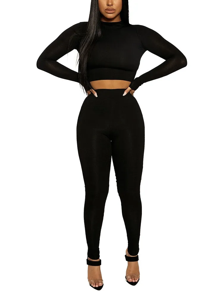 Two Piece Set Crop Top & Pant Casual Tracksuit