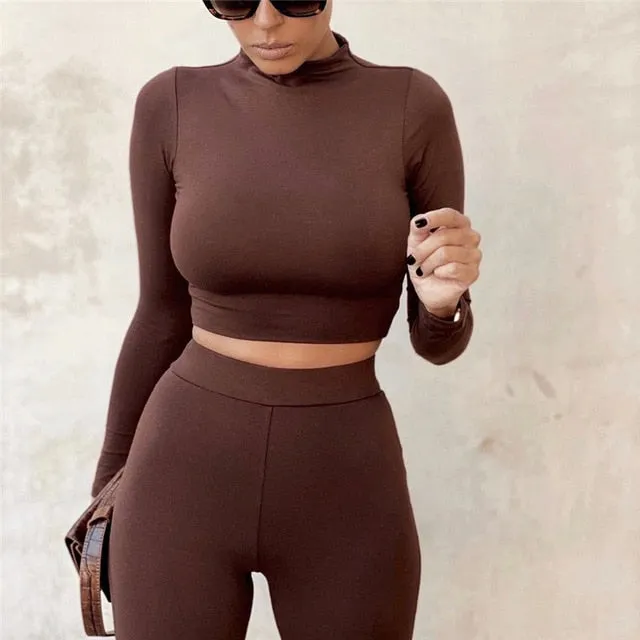 Two Piece Set Crop Top & Pant Casual Tracksuit