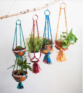 Upcycled Sari Macramé Plant Holder by Matr Boomie