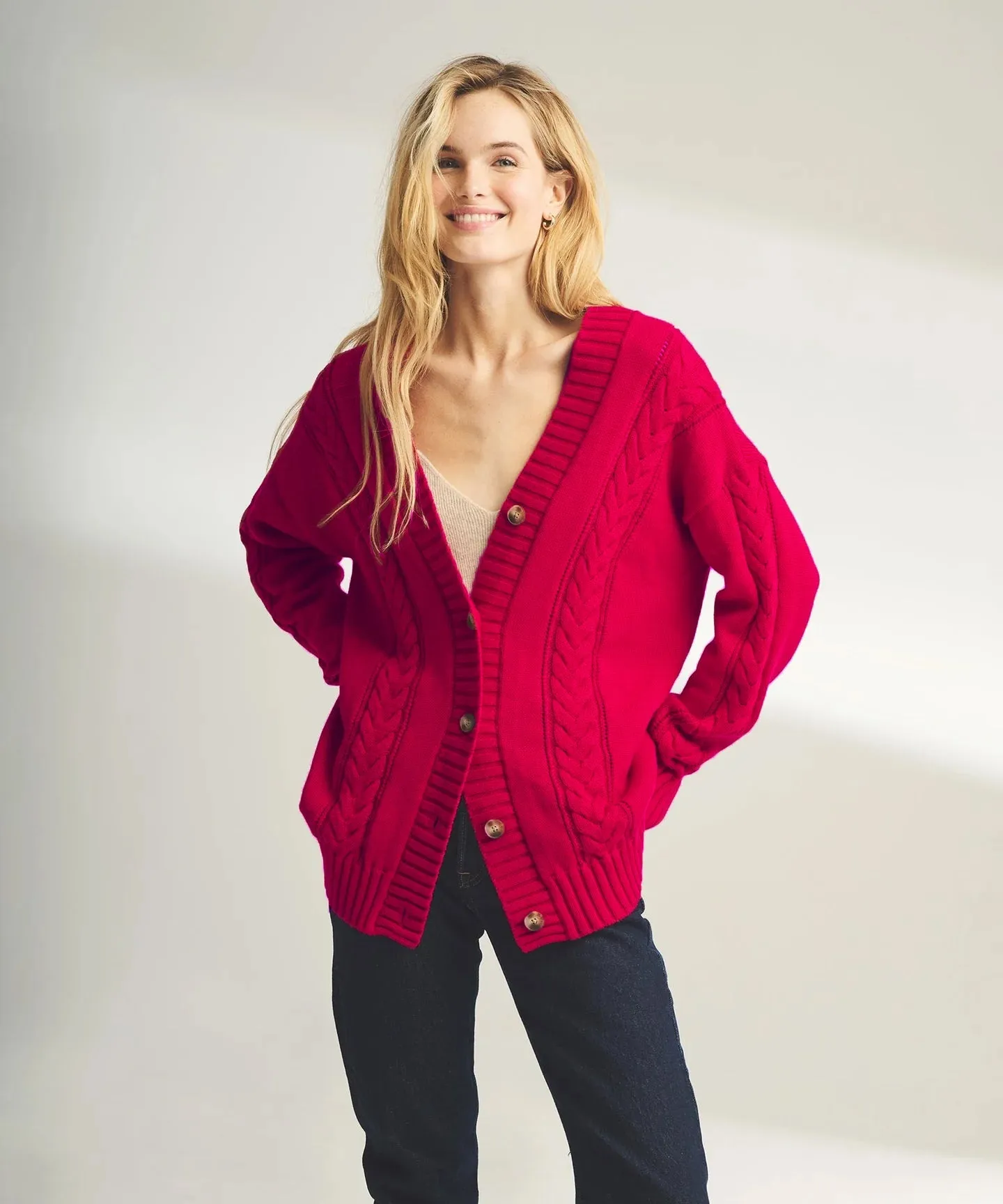 Varsity Cable Knit Cardigan