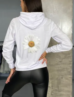 WHITE DAISY SUMMER HOODIE - WHITE