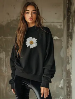 WHITE DAISY SWEATER - BLACK