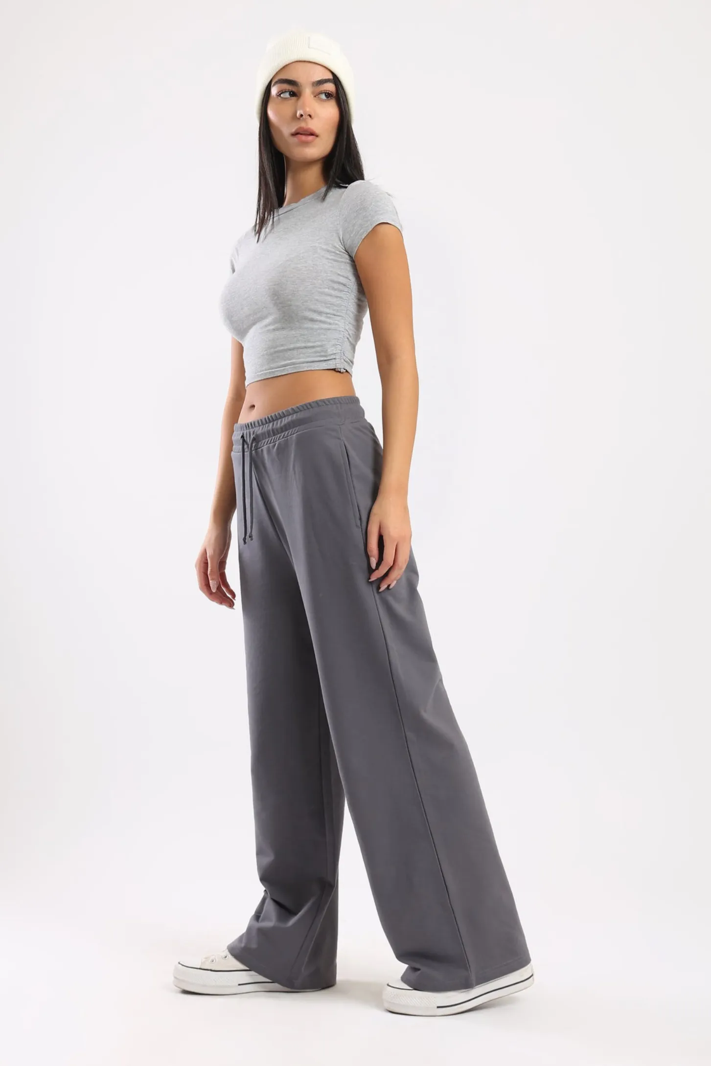 WIDE LEG JOGGERS - CHARCOAL