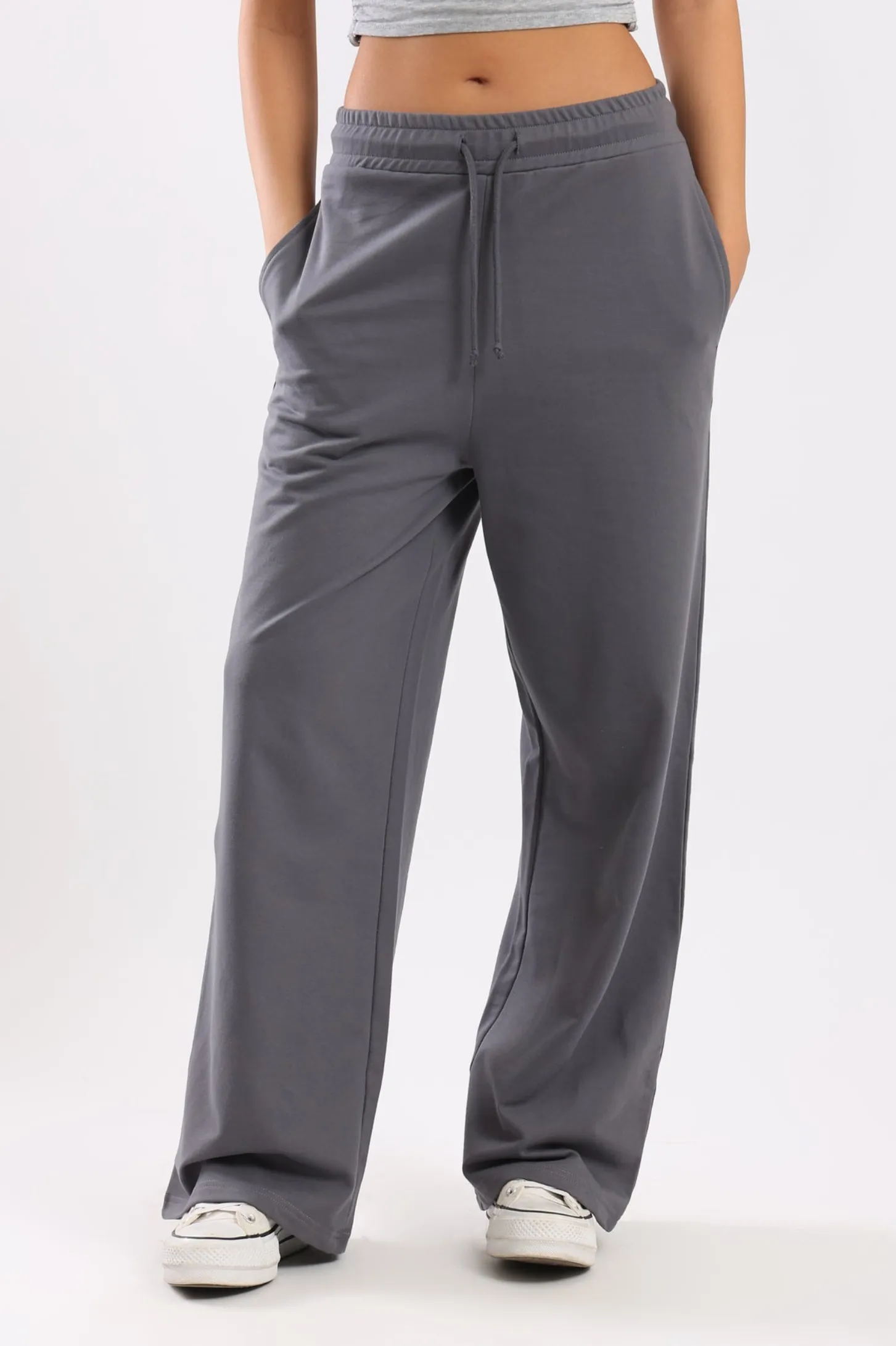 WIDE LEG JOGGERS - CHARCOAL