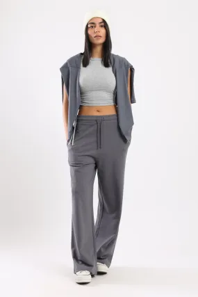 WIDE LEG JOGGERS - CHARCOAL