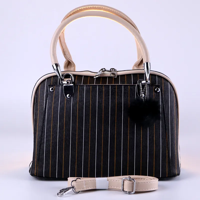 Women Black Checked Structured Satchel Handbag