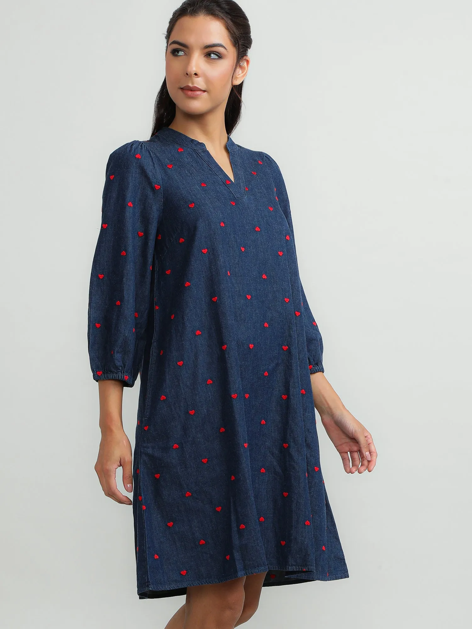 Women Cotton Navy Timeless Dress