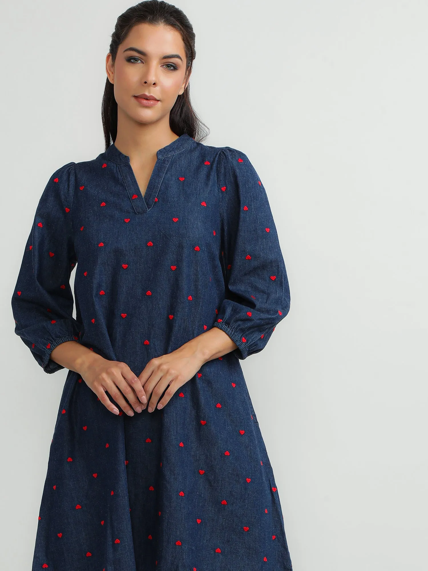 Women Cotton Navy Timeless Dress