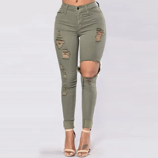 Women's new ripped slim fit jeans