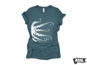 Womens OCTOPUS Tentacles squid eco printed tee t-shirt  (  Colors Available) custom ladies relaxed crew neck shirt ocean lover graphic