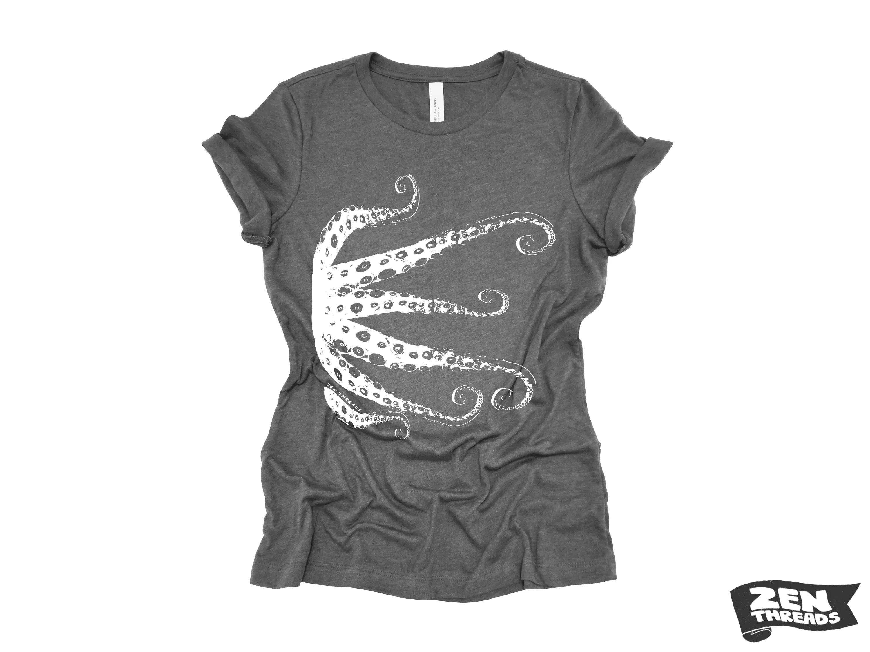 Womens OCTOPUS Tentacles squid eco printed tee t-shirt  (  Colors Available) custom ladies relaxed crew neck shirt ocean lover graphic