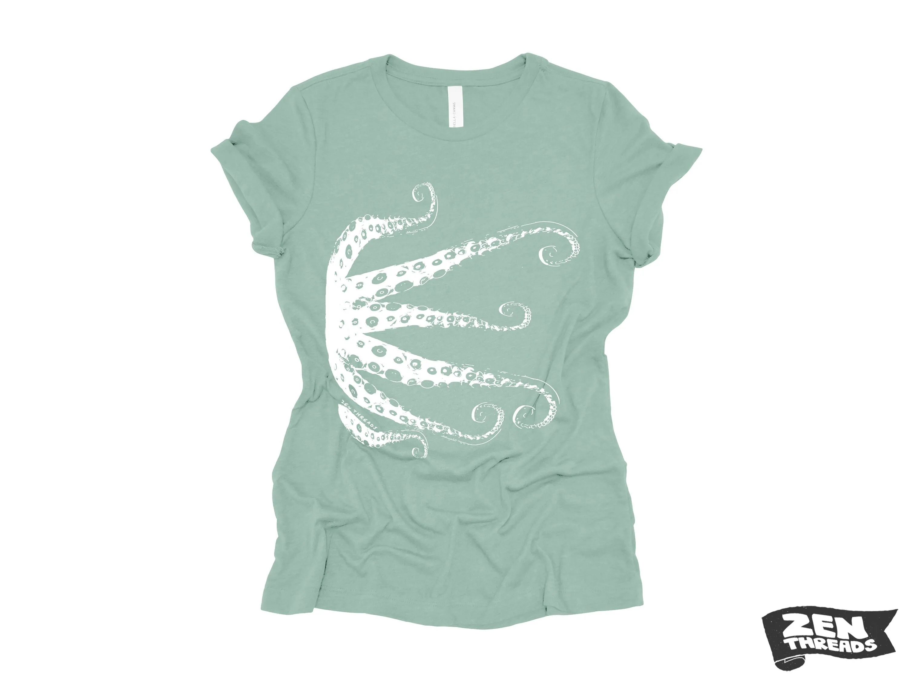 Womens OCTOPUS Tentacles squid eco printed tee t-shirt  (  Colors Available) custom ladies relaxed crew neck shirt ocean lover graphic